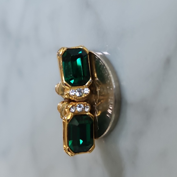 Joseph Esposito Signed CZ 14K Electroplate Matching Ring & Earrings Vintage - Picture 7 of 7